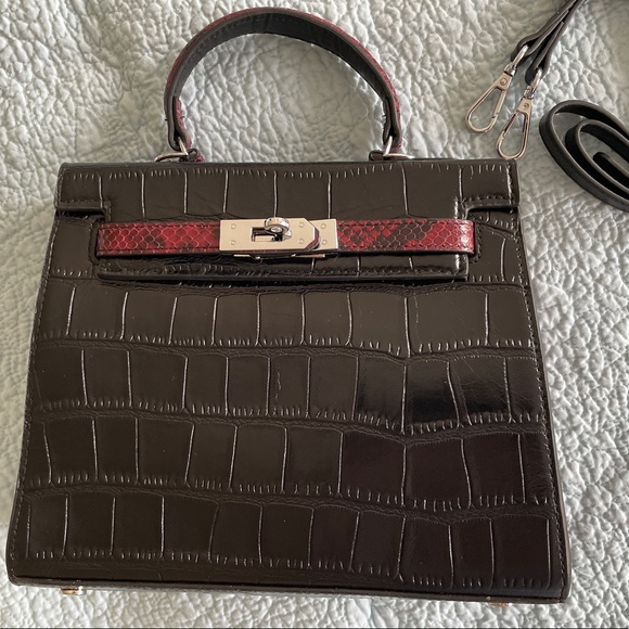 Unbranded Top handle Shoulder/Crossbody Kelly Style leather bag 25cm - Picture 10 of 10